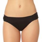 Women's Cole Of California Shirred Scoop Bikini Bottoms, Size: Medium, Black