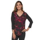 Women's Dana Buchman Print Crepe Top, Size: Medium, Red