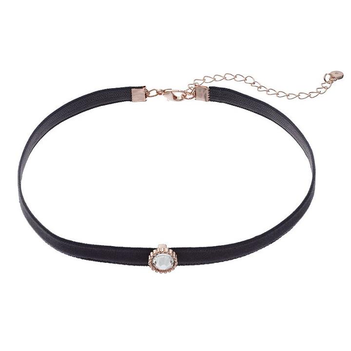Lc Lauren Conrad Round Stone Velvet Choker Necklace, Women's, Grey