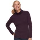 Women's Croft & Barrow&reg; Ribbed Turtleneck Sweater, Size: Large, Drk Purple