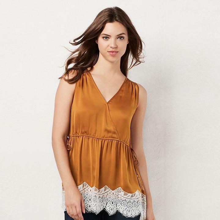 Women's Lc Lauren Conrad Lace Tunic, Size: Small, Med Brown