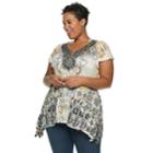 Plus Size World Unity Medallion Sharkbite Top, Women's, Size: 3xl, Med Beige