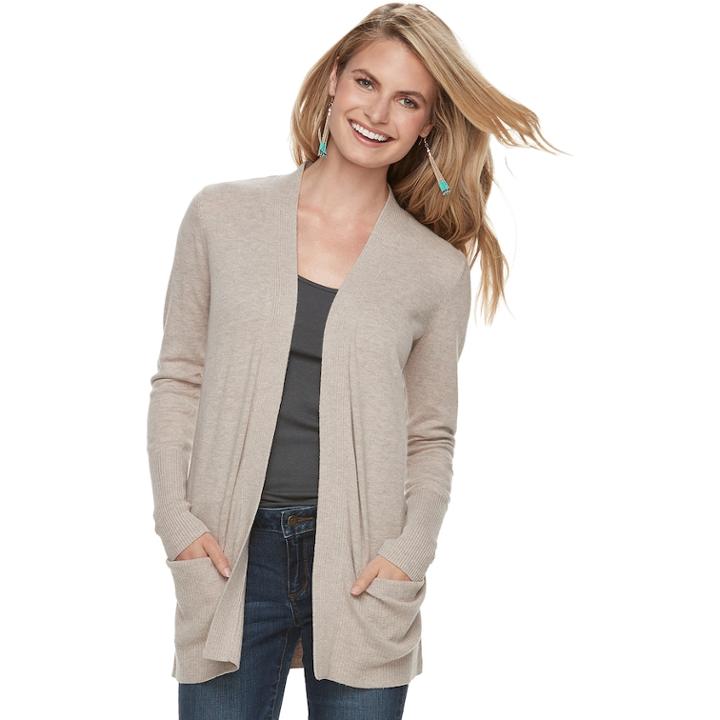 Women's Sonoma Goods For Life™ Ribbed Cardigan, Size: Small, Med Beige