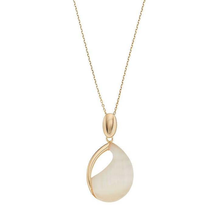 14k Gold Over Silver Lab-created Yellow Cat's-eye Cabochon Teardrop Pendant, Women's, Size: 18