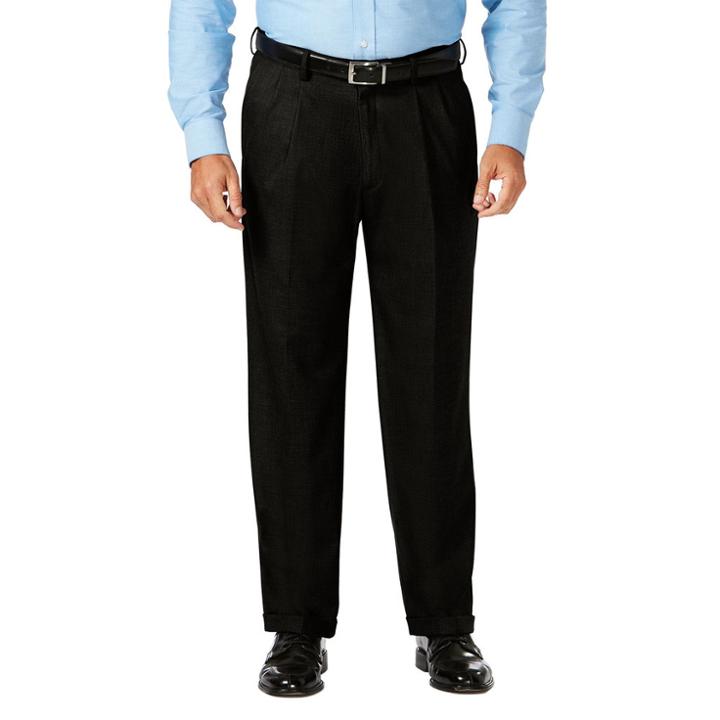 Big & Tall J.m. Haggar Premium Classic-fit Stretch Sharkskin Pleated Dress Pants, Men's, Size: 46x30, Black