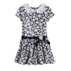 Girls 4-6x Blueberi Boulevard Daisy Lace Peter Pan Collar Dress, Size: 6, Blue (navy)