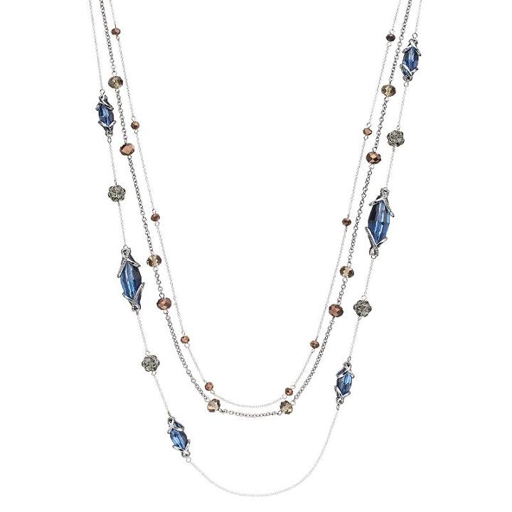 Simply Vera Vera Wang Beaded Station Layered Necklace, Women's, Blue Other