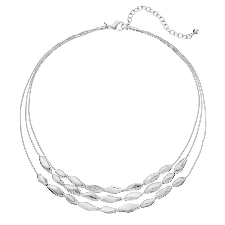 Napier Multi Strand Wavy Beaded Necklace, Women's, Silver