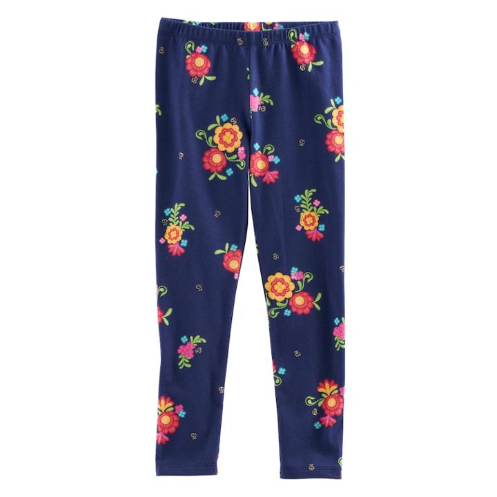 Disney / Pixar Coco Girls 4-7 Floral Print Leggings By Jumping Beans&reg;, Size: 7, Dark Blue