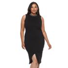Plus Size Jennifer Lopez Embellished Sheath Midi Dress, Women's, Size: 20 W, Black