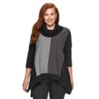 Plus Size Dana Buchman Colorblock Poncho Sweater, Women's, Size: 2xl, Black