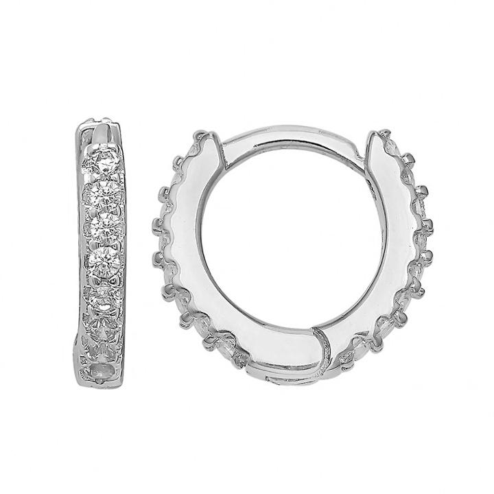 Primrose Sterling Silver Cubic Zirconia Huggie Hoop Earrings, Women's, White