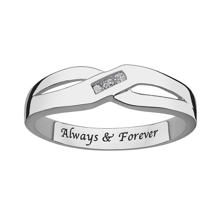 Sweet Sentiments Sterling Silver Diamond Accent Crisscross Ring, Women's, Size: 10, Grey