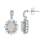 Sterling Silver Lab-created White Opal Starburst Drop Earrings, Women's