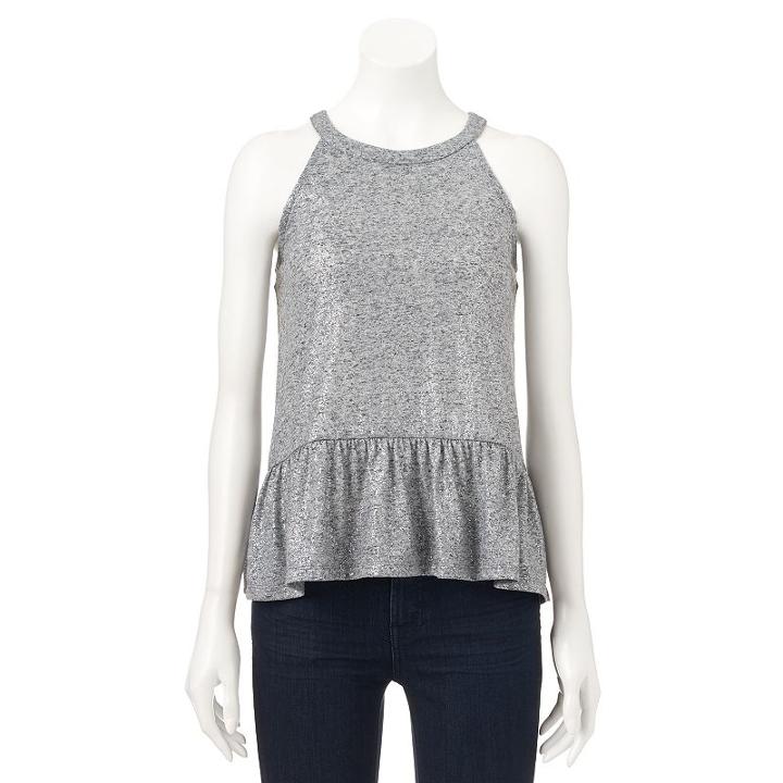 Women's Juicy Couture Metallic Halter Top, Size: Large, Black