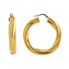 Elegante 18k Gold Over Brass Twist Hoop Earrings, Women's, Yellow