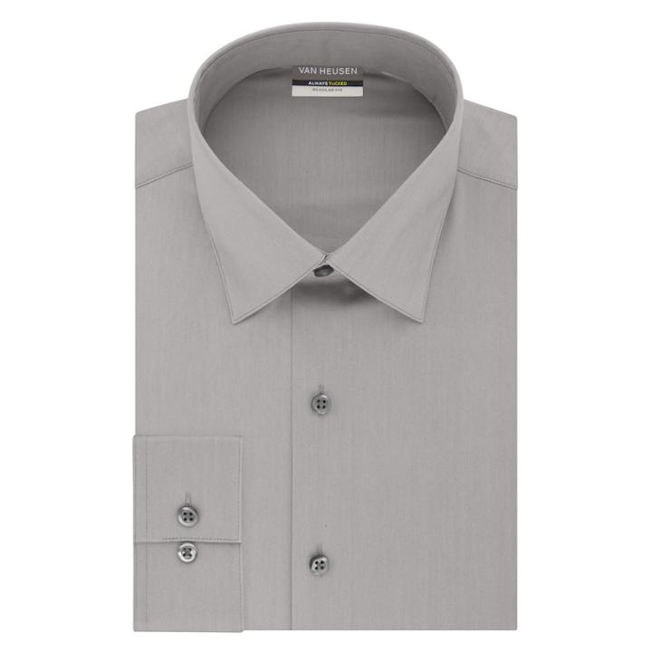 Men's Van Heusen Regular-fit Always Tucked Stretch Dress Shirt, Size: 18 36/37, Grey