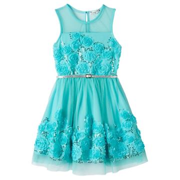Girls 7-16 Knitworks Mint Floral Skater Dress, Girl's, Size: 8, Green Oth