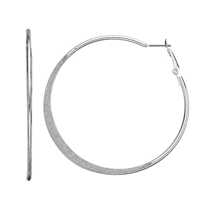Apt. 9&reg; Glitter Hoop Earrings, Women's, Silver
