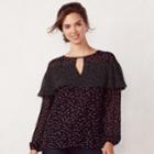 Women's Lc Lauren Conrad Flounce Peasant Top, Size: Large, Black