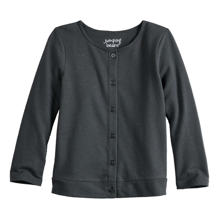 Baby Girl Jumping Beans&reg; Button-up Cardigan Sweater, Size: 12 Months, Dark Grey