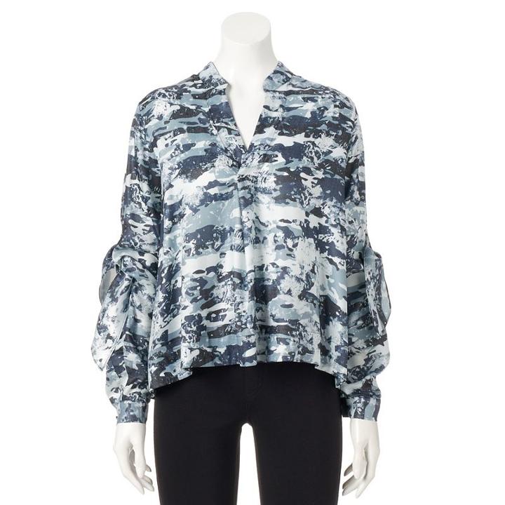 Women's Rock & Republic&reg; Tie-sleeve Top, Size: Medium, Med Grey