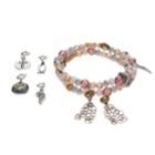 Believe In Love, Heart & Wing Charm Beaded Stretch Bracelet Set, Women's, Multicolor