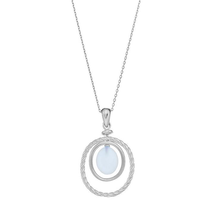 Sterling Silver Blue Chalcedony Oval Pendant, Women's, Size: 18
