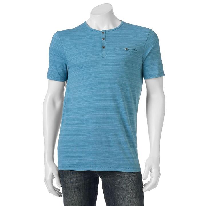 Big & Tall Rock & Republic Classic-fit Textured Henley, Men's, Size: 3xl, Turquoise/blue (turq/aqua)