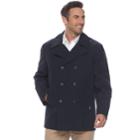 Men's Heritage By London Fog All-weather Double-breasted Pea Coat, Size: Medium, Blue (navy)