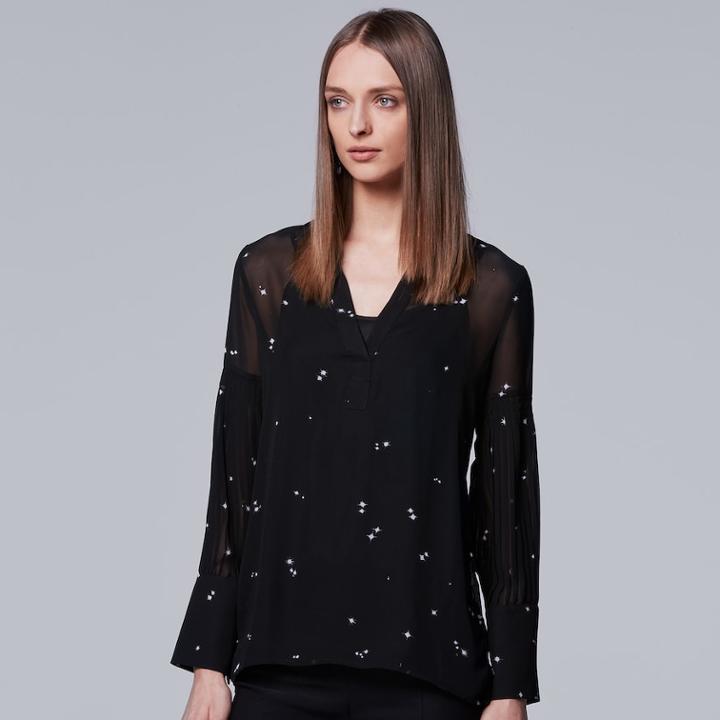 Women's Simply Vera Vera Wang Printed Chiffon Popover Top, Size: Large, Oxford