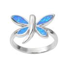 Journee Collection Simulated Opal Sterling Silver Dragonfly Ring, Women's, Size: 6, Blue