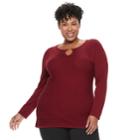 Plus Size Dana Buchman Keyhole Sweater, Women's, Size: 3xl, Dark Red