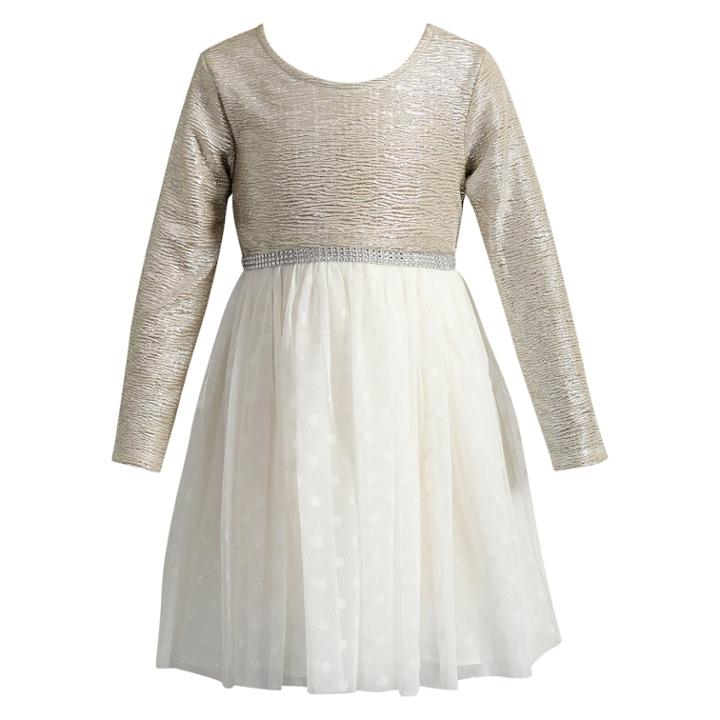 Girls 4-6x Youngland Metallic Dress, Size: 4, Gold