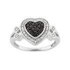 1/4 Carat T.w. Black & White Diamond Sterling Silver Heart Halo Ring, Women's, Size: 6