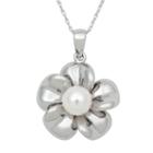 Sterling Silver Freshwater Cultured Pearl Flower Pendant, Women's, White