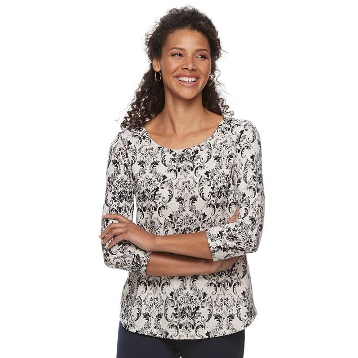 Women's Croft & Barrow&reg; Slubbed Scoopneck Tee, Size: Xs, Lt Beige