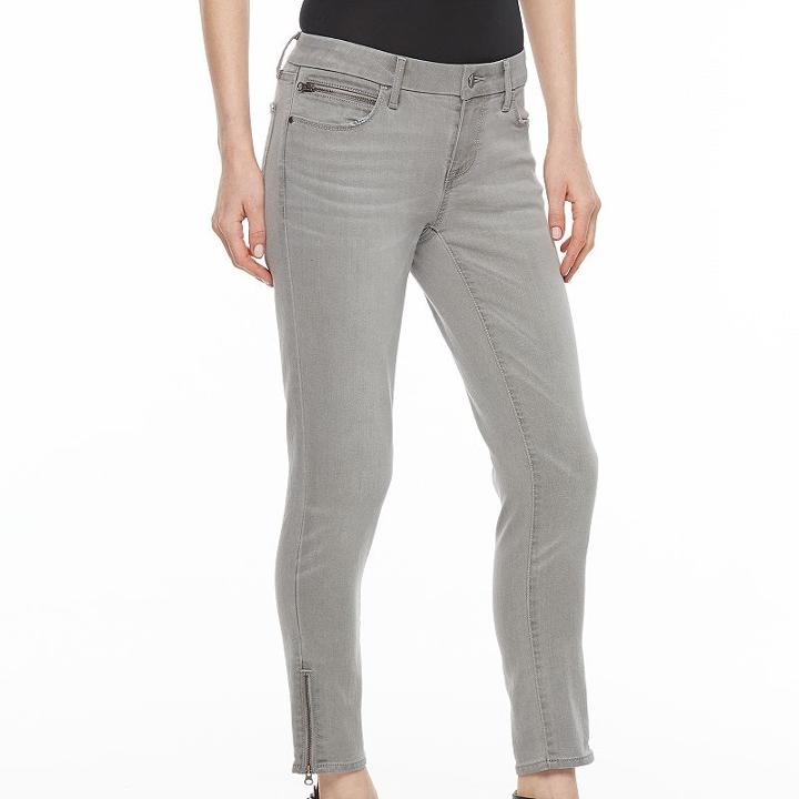 Women's Apt. 9&reg; Zipper-accent Capri Jeans, Size: 14, Grey