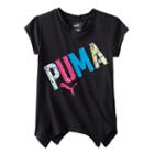 Girls 7-16 Puma Puma Logo Sharkbite Hem Tee, Girl's, Size: Xl, Black