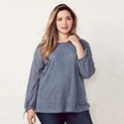 Plus Size Lc Lauren Conrad Fairisle Lace Top, Women's, Size: 0x, Med Grey