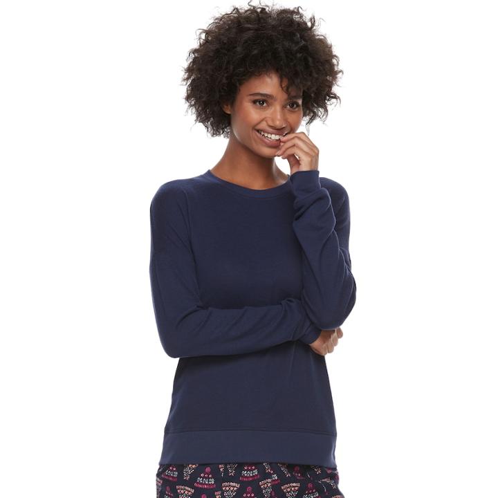 Women's Sonoma Goods For Life&trade; Pajamas: Nordic Nights Long Sleeve Sweatshirt, Size: Small, Blue