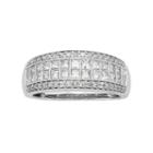 14k White Gold Igl Certified 1 Carat T.w. Diamond Multirow Engagement Ring, Women's, Size: 7