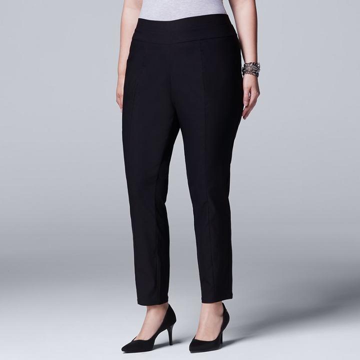Plus Size Simply Vera Vera Wang Modern Fit Skinny Ankle Pants, Women's, Size: 3xl, Black