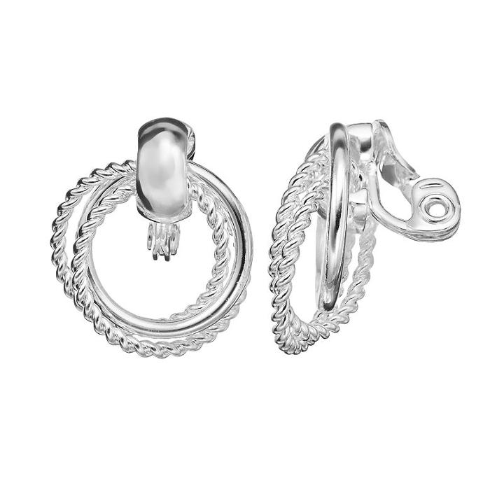 Napier Textured Circle Clip-on Drop Earrings, Women's, Silver