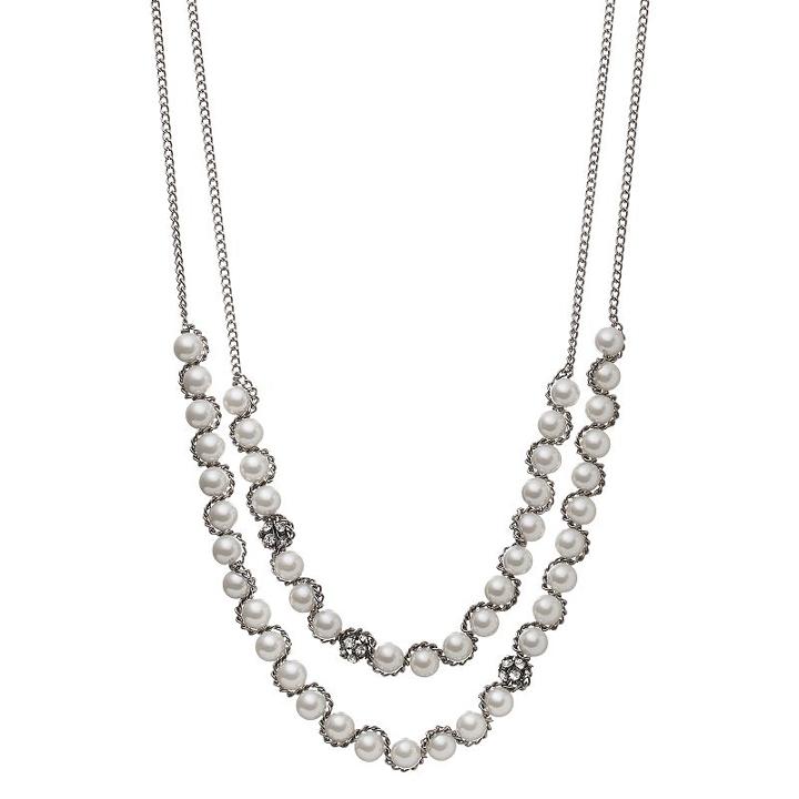 Simply Vera Vera Wang Chain Wrapped Simulated Pearl Long Necklace, Women's, White