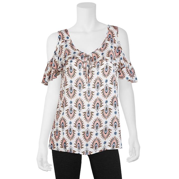 Juniors' Iz Byer California Open-back Cold Shoulder Top, Girl's, Size: Medium, Ovrfl Oth