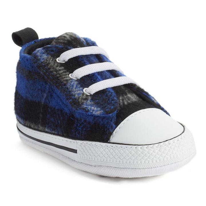 Baby Converse All Star First Star Plaid Crib Shoes, Infant Boy's, Size: 1, Blue