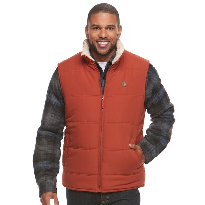 Men's Coleman Sherpa-lined Microfiber Quilted Vest, Size: Xl, Brt Red