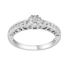 Round-cut Diamond Cluster Engagement Ring In Sterling Silver (1/5 Ct. T.w.), Women's, White