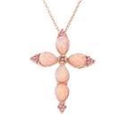 Lab-created Pink Opal & Lab-created Pink Sapphire 18k Rose Gold Over Silver Cross Pendant Necklace, Women's, Size: 18